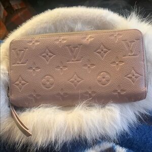 Louis Vuitton Monogram Empreinte Beige Leather Zippy Long Wallet!